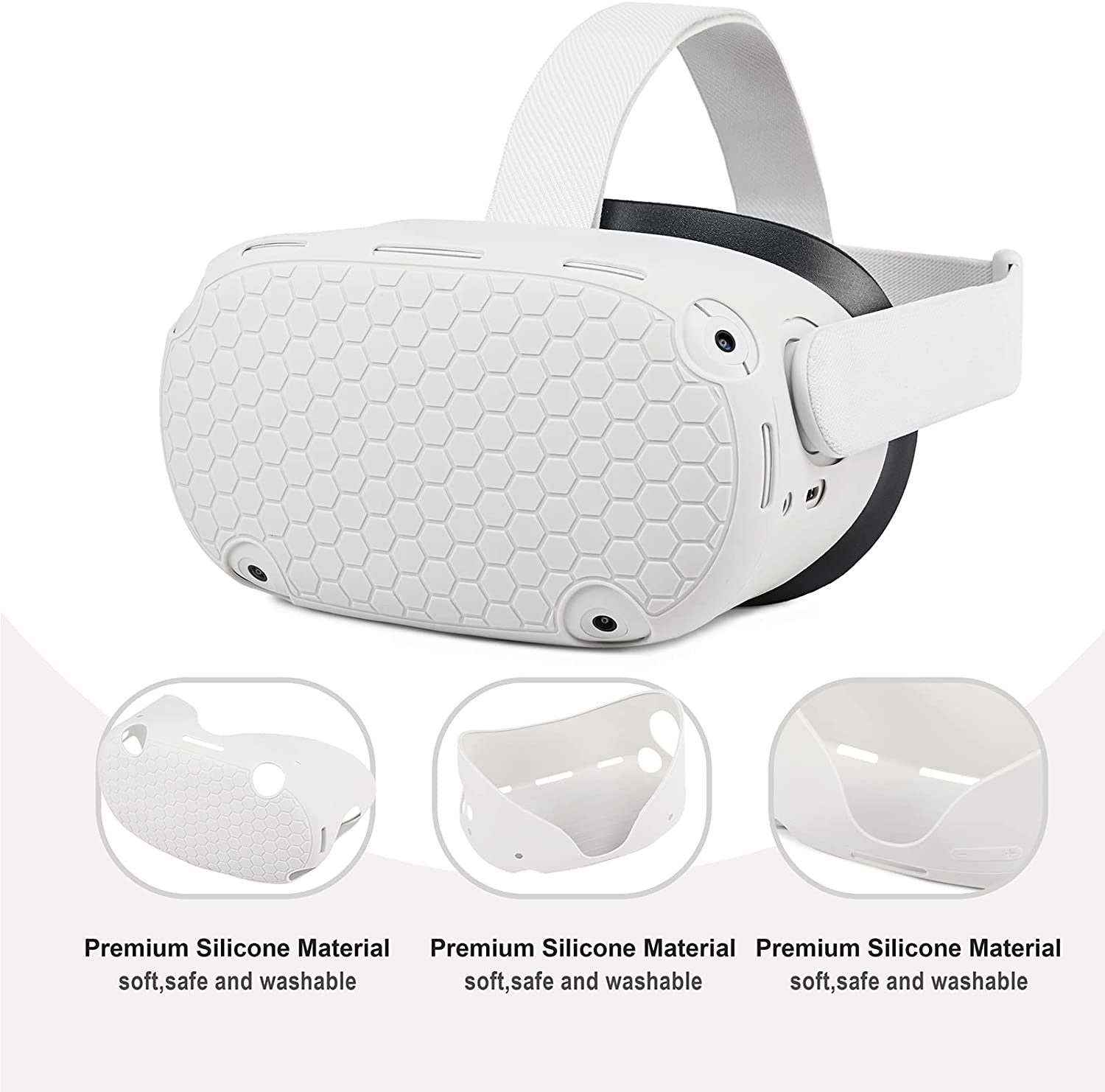 YRXVW VR Front Protector Cover Shell for Oculus Quest 2, Protective Front Cover Anti Scratch Anti Dust Anti Shock White - Image 5