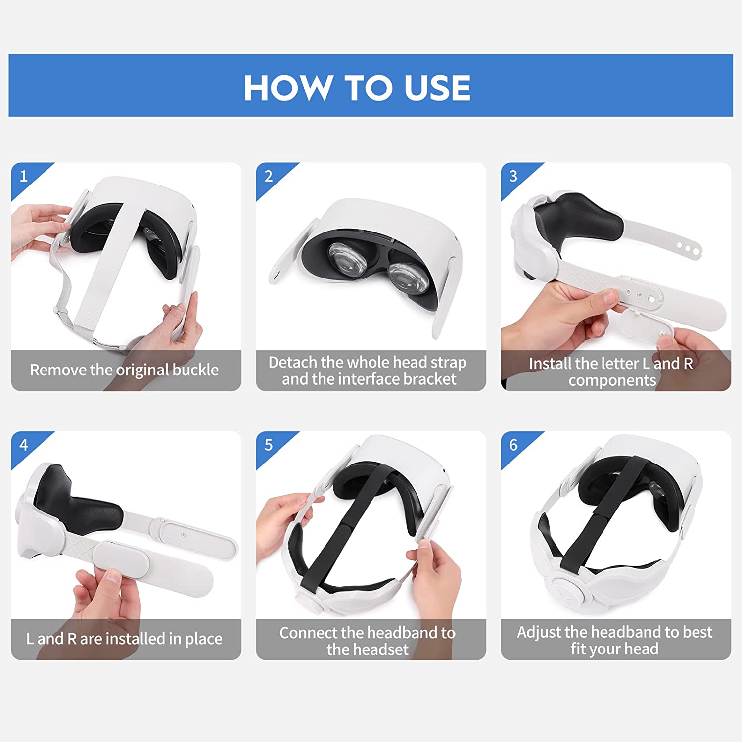 YRXVW Head Strap for Oculus Quest 2 Vr Headset, Comfortable Headrest Design, Adjustable Head Strap, Fit Official Quest 2 Carrying Case - Image 6