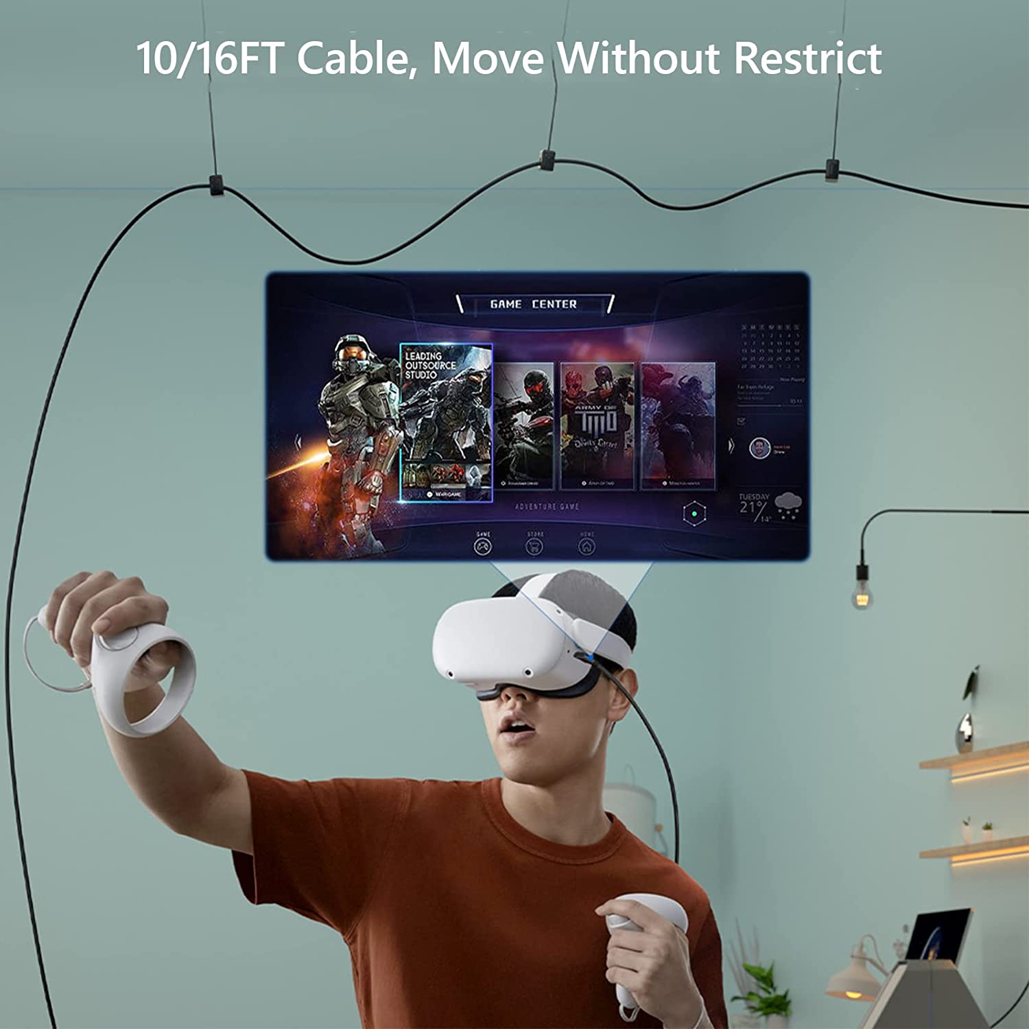 YRXVW Link Cable for Oculus Quest 2, 10ft Link Cable for Pc Gaming and Steam, High Speed Data Transfer Cable and Fast Charging Cable, USB 3.2 A to C Charger Cord for VR Quest 2/1 - Image 6