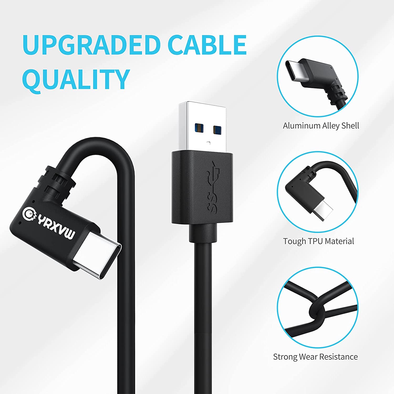 YRXVW Link Cable for Oculus Quest 2, 10ft Link Cable for Pc Gaming and Steam, High Speed Data Transfer Cable and Fast Charging Cable, USB 3.2 A to C Charger Cord for VR Quest 2/1 - Image 7